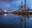 La frégate l'Hermione dans le port de La Rochelle